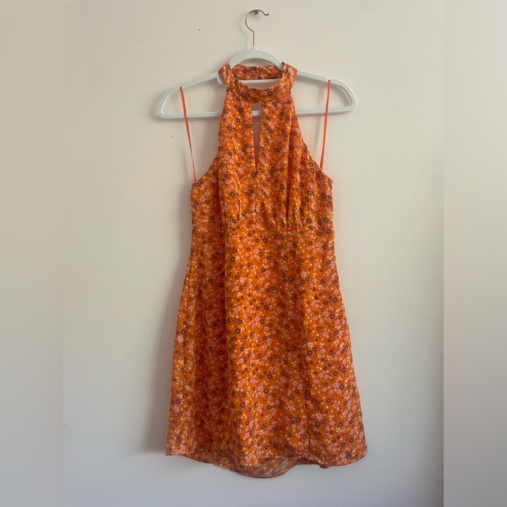 Vici Orange floral high beck summer dress